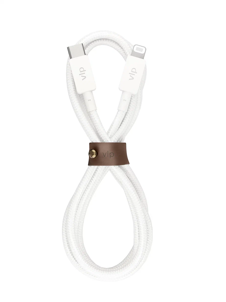 Зарядный провод "vlp" Nylon Cable USB C - Lightning MF 1.2м, белый