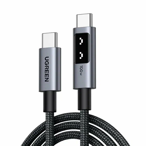 Кабель UGREEN UNO 5A Type-C to Type-C 2m, серо-черный