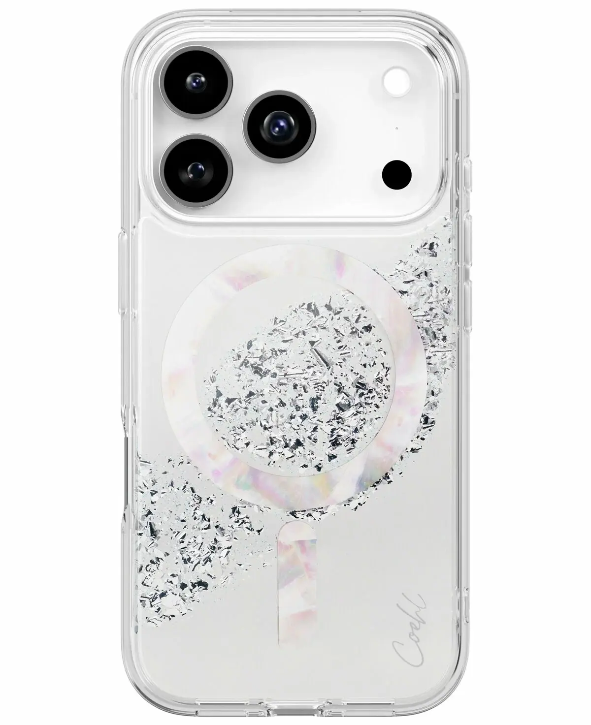 Чехол Uniq для iPhone 17 Pro Max COEHL Resin Crystelle Sparkling, серебристый